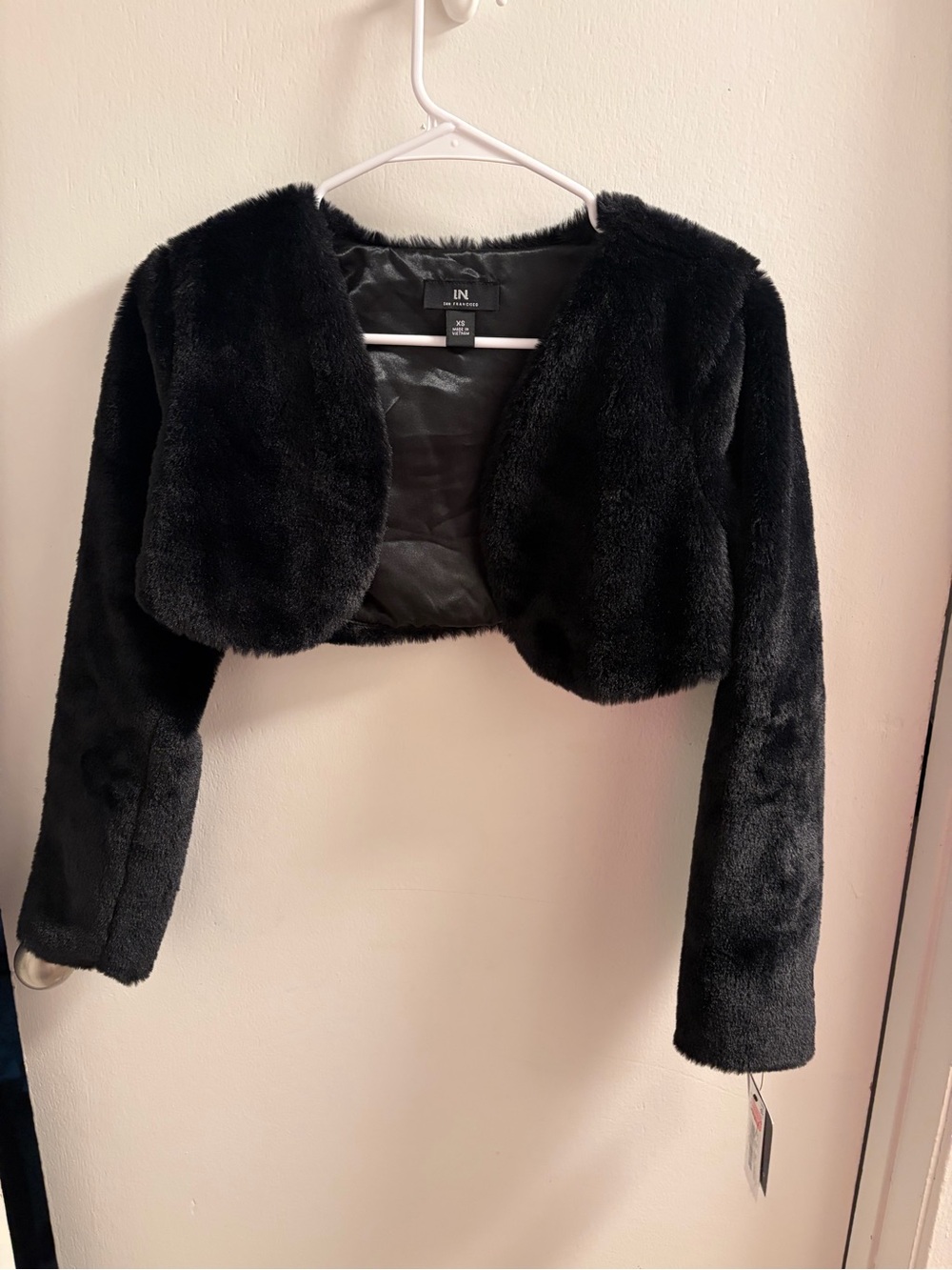 I.N. San Francisco Black Faux Fur Cropped Jacket